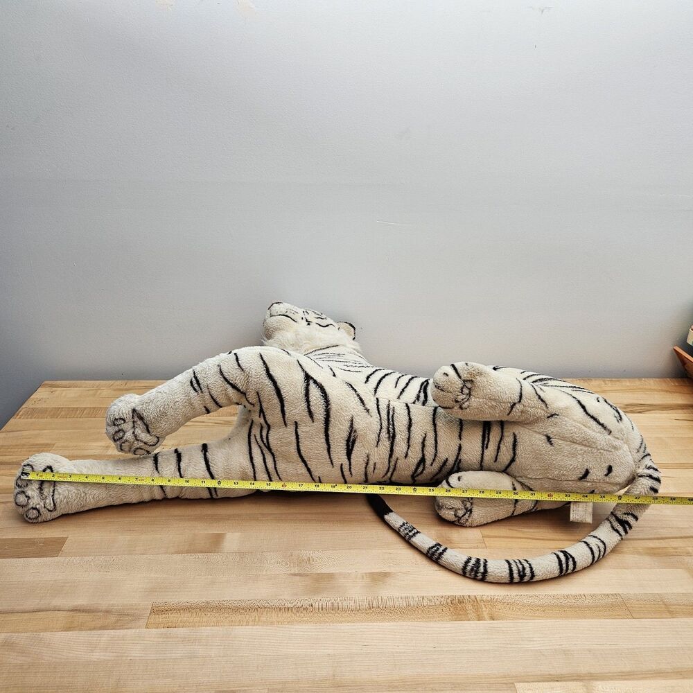 36" Vtg Large Kellytoy Plush Siberian Tiger Stuffed White Toy Animal Blue Eyes - Picture 3 of 16